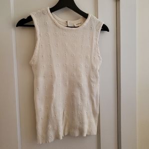 Ribbed floral white cotton tank top by Böhme